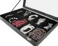 Produktbild: Schmuckkasten Schmucklade Schaukasten Schmuckdisplay Glasdeckel 10 Fächern schwarz