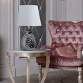 Produktbild: Tischlampe Beistellleuchte Schreibtischlampe Textilschirm Ananas Design silber