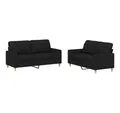 Produktbild: vidaXL Sofa 2-tlg. Sofagarnitur mit Kissen Schwarz Stoff