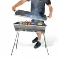 Produktbild: Schaschlikgrill Astana Deluxe Mangal aus rostfreiem Edelstahl mit BBQ Deckel Grillrost Ablage