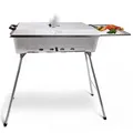 Produktbild: Schaschlikgrill Astana Deluxe Mangal aus rostfreiem Edelstahl mit BBQ Deckel Grillrost Ablage