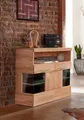 Produktbild: OTTO home Kommode Ribe 85cm breit,35 cm tief, Fronten Massivholz,2 Türen mit Glaseinsatz, Holz massiv, Holzwerkstoff,3 breite Fächer