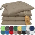 Produktbild: NatureMark 4er Set Stuhlkissen mit Bändern 40x40 cm – Gefüllte Sitzkissen, Outdoor & Indoor – Sand/Beige
