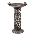 Produktbild: Vogeltränke mit Futterplatz, Garten/Balkon Deko Vogelbad rostbraun florales Must