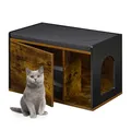 Produktbild: Relaxdays Katzenkloschrank mit Sitzauflage, Katzenhaus & Sitzbank, HBT: 45,5 x 75 x 43 cm, für Katzenklo, braun/schwarz