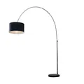 Produktbild: invicta INTERIOR Design Bogenleuchte LOUNGE DEAL mit schwarzem Natur Leinen Schirm ausziehbar Stehleuchte Wohnzimmerlampe Bogenlampe