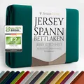 Produktbild: Strauss Home® Jersey Spannbettlaken Spannbetttuch Bettlaken 100% Baumwolle 120x200cm-120x220cm (Petrol)