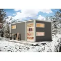 Produktbild: Karibu Saunahaus Außensauna Gartensauna Hygge terragrau lackiert ohne Zubehör 38mm Massivholz 508x276x221 cm