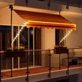 Produktbild: LED - Markise mit Kurbel 200cm Breit Klemmmarkise Balkonmarkise Sonnenschutz Terrasse Balkon - 200x150cm - schwarz/orange - horizontal