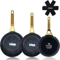 Produktbild: briebe Gold Titanium 3-Teiliges Pfannen-Set 20-24-28cm Induktion, AntihaftbeschichtetTitan, Geschmiedetes Aluminium, Beschichtung ohne PFOA, Professioneller Griff aus Edelstahl, 3 Pfannenschoner