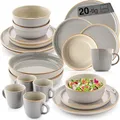 Produktbild: SÄNGER Rio Perlgrau | Kombiservice 4 Personen, Teller Set Kaffeebecher Pastaschale 20 tlg, Steingut Geschirr Set spülmaschinen- mikrowellen- kratzfest, Geschirrset aus Steingut, grau VALUE COLLECTION
