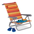 Produktbild: Relaxdays Liegestuhl klappbar, verstellbar, Strandstuhl mit Nackenkissen, Armlehnen & Flaschenöffner, gelb/rot/orange, 1 Stück 10035902