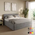 Produktbild: Home Collective Polsterbett 180x200 cm Doppelbett Bett mit verstellbarem Lattenrost & Stauraum, viele Größen verfügbar | Kordstoff Grau