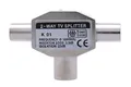 Produktbild: TV Antennen Verteiler 2 Fach Adapter KOAX Kupplung - 2x Stecker TV IEC T Stück