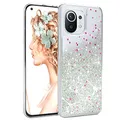 Produktbild: EAZY CASE Hülle kompatibel mit Xiaomi Mi 11 / Mi 11 5G Schutzhülle mit Flüssig-Glitzer, Handyhülle, Schutzhülle, Back Cover mit Glitter Flüssigkeit, TPU/Silikon, Transparent/Durchsichtig, Silber