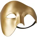 Produktbild: dressforfun 900885 Venezianische Maske für Herren, einfarbige Augenmaske Phantom, Hälfte Gesicht Maskerade für Ball Party Oper Fasching Kostüm Halloween - diverse Farben - (gold | Nr. 303538)