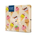 Produktbild: PAW - Servietten 3-lagig (33 x 33 cm) I 20 Stück I Perfekt für Partys, Geburtstage, Feiern I Kinderparty Tischdeko - Bunte Papierservietten mit Motiv - Eiscreme