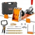 Produktbild: VEVOR Pocket Hole Jig Kit Dreitaschenloch mit Schraubenschlüssel & Vierkantantriebsbits, Dübelhilfe Bohrlehre zum Bohren von Taschenlöchern und Sch