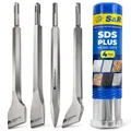 Produktbild: S&R Meister Meißel SDS Plus Set - 4-tlg. Spitzmeißel, Flachmeißel, Fliesenmeißel
