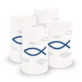 Produktbild: itenga 6X Windlicht Fisch aus Stabiler Folie ca. 6,0 x 10,0 cm für Jungen und Mädchen Kommunion Konfirmation Taufe (Blau)
