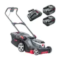 Produktbild: AL-KO Akku-Rasenmäher 382 Li Premium, 38 cm Schnittbreite, Akkufach für bis zu 2 Akkus 18 V Li-Ion (2x Akku und Ladegerät im Lieferumfang), für Flächen bis 400 m², mit maxRUN Cockpit, Schwarz-grau