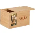 Produktbild: Tierurne Bambus, Haustier Urne Für Hunde & Katzen, Mit Foto, Hundeurne, Hxbxt: 14,5 X 19,5 X 14,5 Cm, Natur - Relaxdays