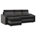 Produktbild: Mebligo - Ecksofa mit Schlaffunktion und Bettkasten Orion, Eckcouch Universelle Seite, Sofa L Form (BxTxH) 231 x 140 x 85 cm, Couch Wohnzimmer, Ecke Sofa, Schwarz + Weiß (Mikro 15 + Mikro 27)