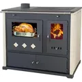 Produktbild: EEK A+ Kaminofen mit Backfach und Herdplatte Pracktik Lux Beige LINKS Holzofen 9,5 kW Kamin Ofen Dauerbrandofen Werkstattofen Schwedenofen Hütteno... - Beige
