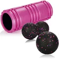 Produktbild: COM-FOUR® 3-teiliges Massage-Set, Massageball, Doppelball & Faszienroller