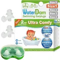 Produktbild: WaterDam Schwimm-Ohrstöpsel, wasserdicht, ultra-bequem, verhindern Schwimmerohren, Größe 1 + 1: Kleinkinder & extra kleine Ohren, Teens & Damen (transparent)