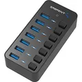Produktbild: SABRENT USB Hub aktiv 3.2x1, mit netzteil 36W 7port, USB Adapter mehrfach Verlängerung, USB Verteiler, Powered USB hub, langes Kabel mit EIN/AUS-schaltern, für PS5, PC, Laptop, MacBook (HB-BUP7)