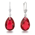 Produktbild: Schöner-SD 925 Silber Ohrringe Tropfen Kristall 16mm Scarlet Rot