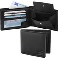 Produktbild: FaVolmer Portemonnaie V011, schwarz, aus Echt Leder, mit Münzfach, 13 Karten- und Ausweisfächer