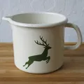 Produktbild: Riess Emaille Schnabeltopf Hirsch grün 1 l Milchtoof 1000 ml Emailletopf