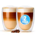 Produktbild: BigDean 2 Stück doppelwandige Latte Macchiato Gläser 300 ml – Kaffeegläser in Geschenkverpackung