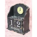 Produktbild: Dandibo - Uhr mit Kalender 14B142 Schwarz Shabby Kaminuhr Standuhr 25 cm Vintage Quarzuhr