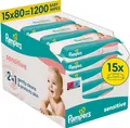 Produktbild: Pampers Sensitive Feuchttücher Sanfte Reinigung Hautschutz Baby 1200 Stück
