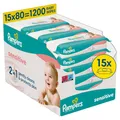 Produktbild: Pampers Sensitive Baby Feuchttücher 1200 Stück Monatsbox 15x80 Parfümfrei