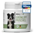 Produktbild: ReaVET Grünlippmuschel Kapseln für Hunde hochdosiert 100Stk - Gelenktabletten Hund mit Grünlippmuschelpulver in Vollfettqualität 10,2%, Grünlippmuschelextrakt für Gelenke