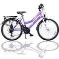 Produktbild: Talson City-Fahrrad 26 Zoll, 21-GG-Shimano-Schaltung, mit Beleuchtung und Gepäckträger, Farbe Lila - Violett