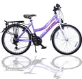 Produktbild: Talson City-Fahrrad 26 Zoll, 21-GG-Shimano-Schaltung, mit Beleuchtung und Gepäckträger, Farbe Lila