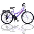 Produktbild: Talson 26 Zoll Mädchenfahrrad 21-Gang Shimano Schaltung mit Beleuchtung nach STVO Lila Doppelrahmen