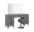Produktbild: Vicco Schminktisch Anett, Grau, 150 cm mit LED Beleuchtung und Hocker