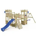 Produktbild: WICKEY Spielturm Ritterburg Smart Arch mit Schaukel & Blauer Rutsche, Outdoor Kinder Kletterturm mit Sandkasten, Leiter & Spiel-Zubehör für den Garten