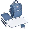 Produktbild: Daliya® PAKMI Wickelrucksack mit Schnullertasche & Wickelunterlage & Wickelunterlagentasche & Schlüsselanhänger - Wickeltasche Mamabag Tasche Rucksack mit viel Stauraum - Jeansblau