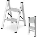 Produktbild: COSTWAY Trittleiter 2 Stufen Stehleiter, Aluminium Klappleiter bis 150 kg, Klapptritt Klappbar & rutschfest, Leiter Tritthocker Haushaltsleiter, f...