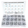 Produktbild: Gueenky 1110 Stück Aluminium Nieten 3,2/4/4,8 mm, 20 Größen Blindnieten Set Popnieten Sortiment mit Aufbewahrungsbox für Metall Holz Kunststoff