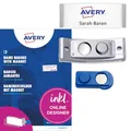 Produktbild: AVERY Zweckform polar30 Namensschilder 20 Stück (70x30mm, 20 Schilder mit Magnet, verdrehsicher, mit blanko Einsteckschildern zum Bedrucken, magnetische Namensschilder für Kleidung) edelstahl matt