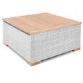 Produktbild: Garland Loungetisch Havanna Beistelltisch 95x92x42,5 cm Alu Gartentisch Teak Holz Lounge Tisch Gartenmöbel - Weiß Grau