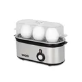 Produktbild: UNOLD 38610 Eierkocher Mini, Edelstahlgehäuse, Eiereinsatz mit Griff für 1 bis 3 Eier, Signalton, Betriebskontrollleuchte und 210 W, inkl. Messbecher